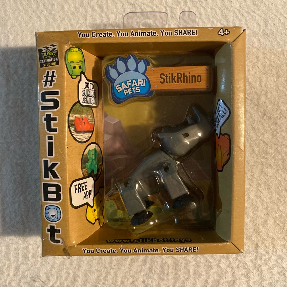 -StikBot Safari Pets StikRhino Grey Figure